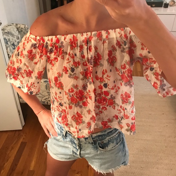 Reformation Tops - Reformation Floral Off the Shoulder Top